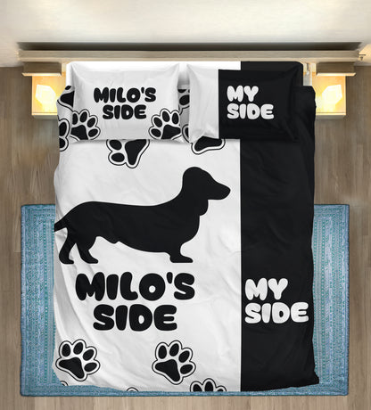 Custom Bedding Set with Dachshund's Name - Bedding Set for dachshund lovers