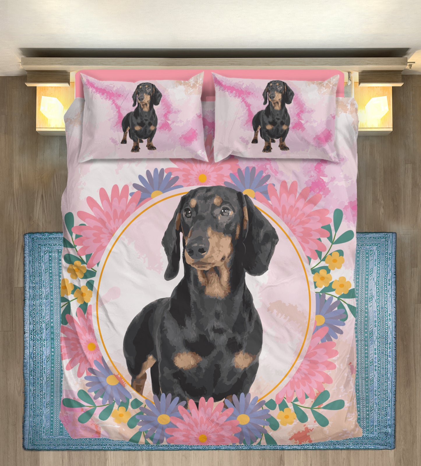 Custom Bedding Set with Dachshund's Picture - Bedding Set