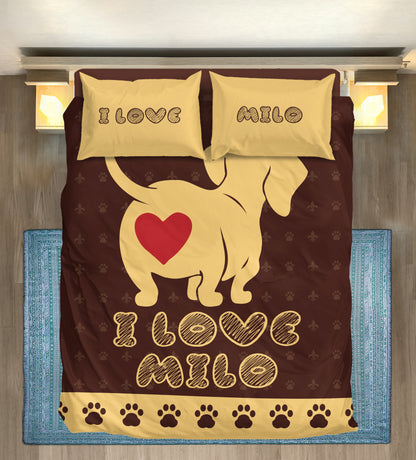 Custom Bedding Set with Dachshund's Name - Bedding Set
