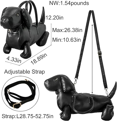 Dachshund Shaped Crossbody Bag for Women – PU Leather Handbag