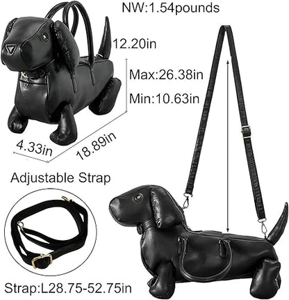 Dachshund Shaped Crossbody Bag for Women – PU Leather Handbag