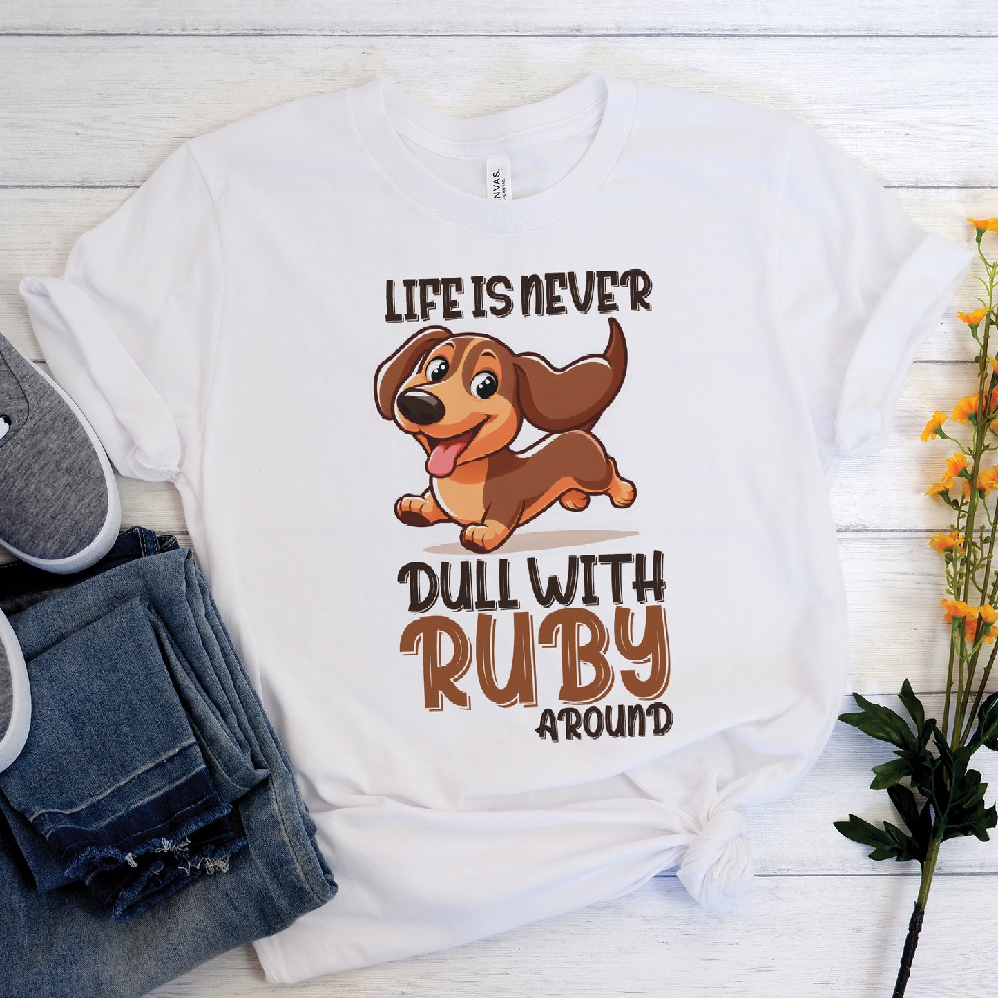 Custom T-shirt  with dachshund  Name