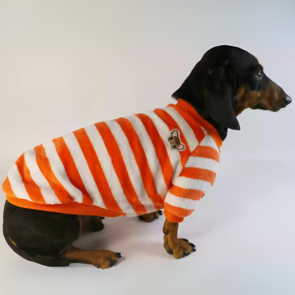 www.doxie.us-Dachshund-Fleece-Sweater-with-Stripes