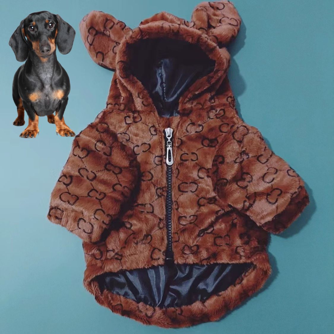 www.doxie.us-Premium-Dachshund-Bear-Hoodies-brown