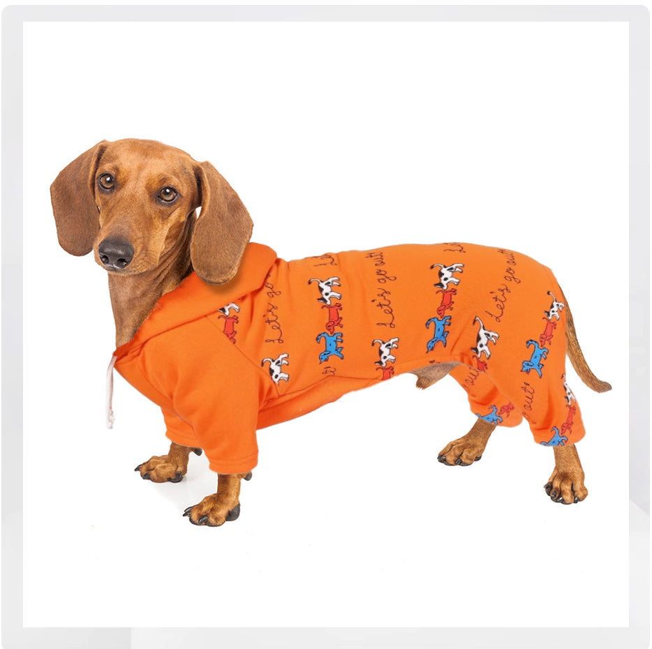 www.doxie.us-Stylish-Dachshund-Orange-Hoodie-with-Dog-Print