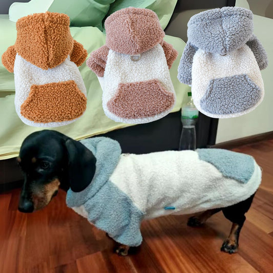 www.doxie.us-Warm-Fleece-Dachshund-Hoodie-with-Hood-and-Leash-Ring