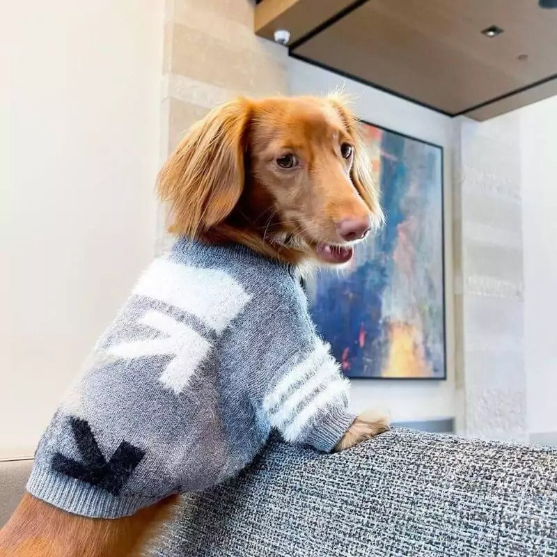 www.doxie.us-Woff-Grey-Dachshund-Sweater