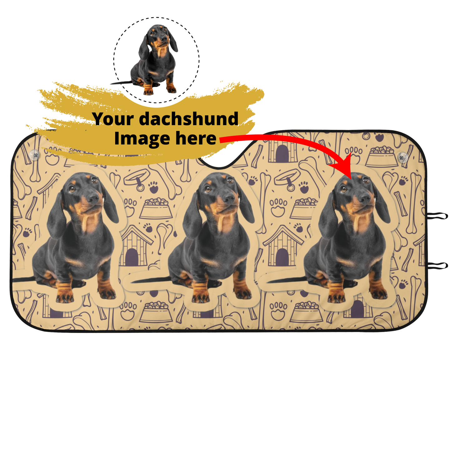 Custom car sun shade  with Dachshund  Photo