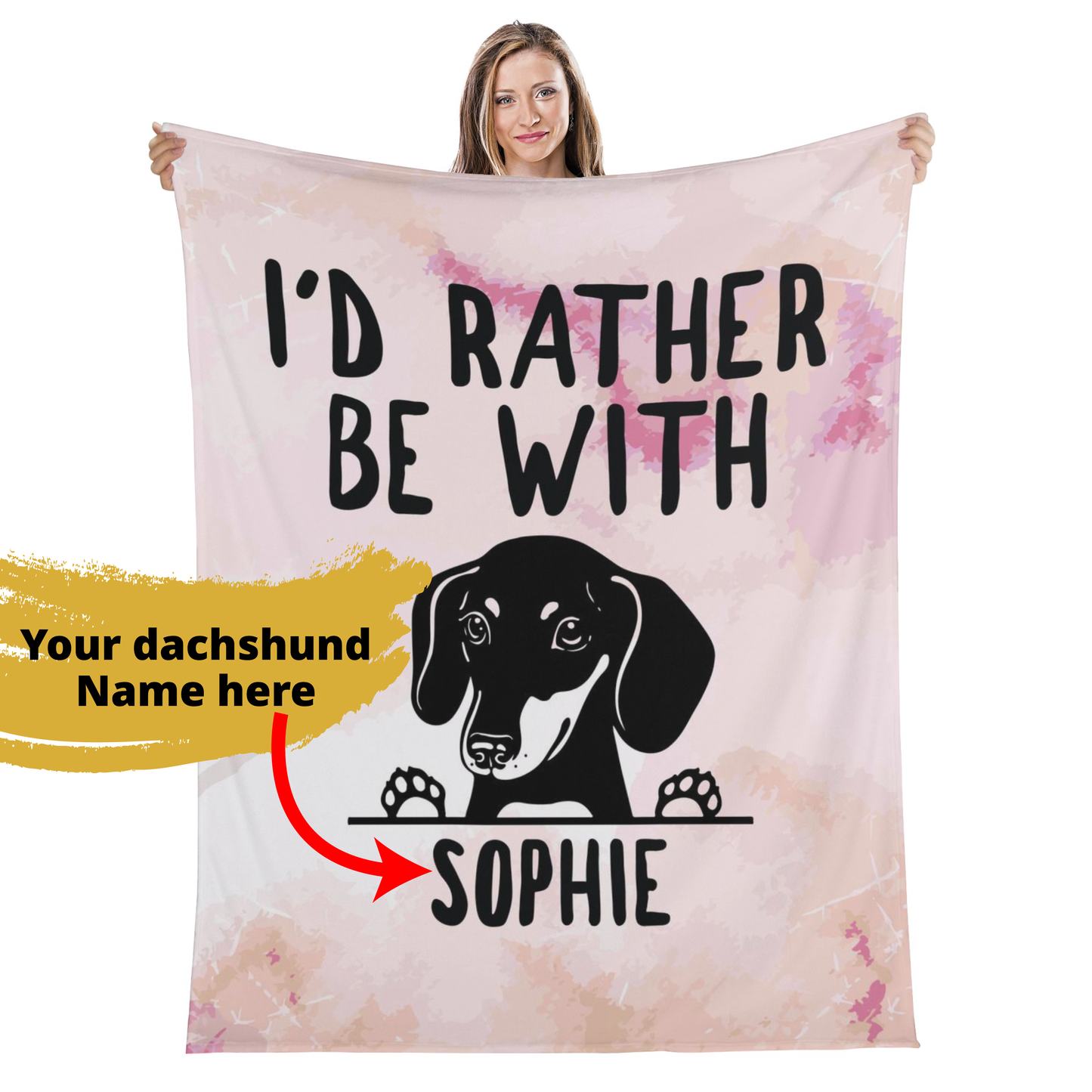 Custom blanket with dachshund name -  Blanket