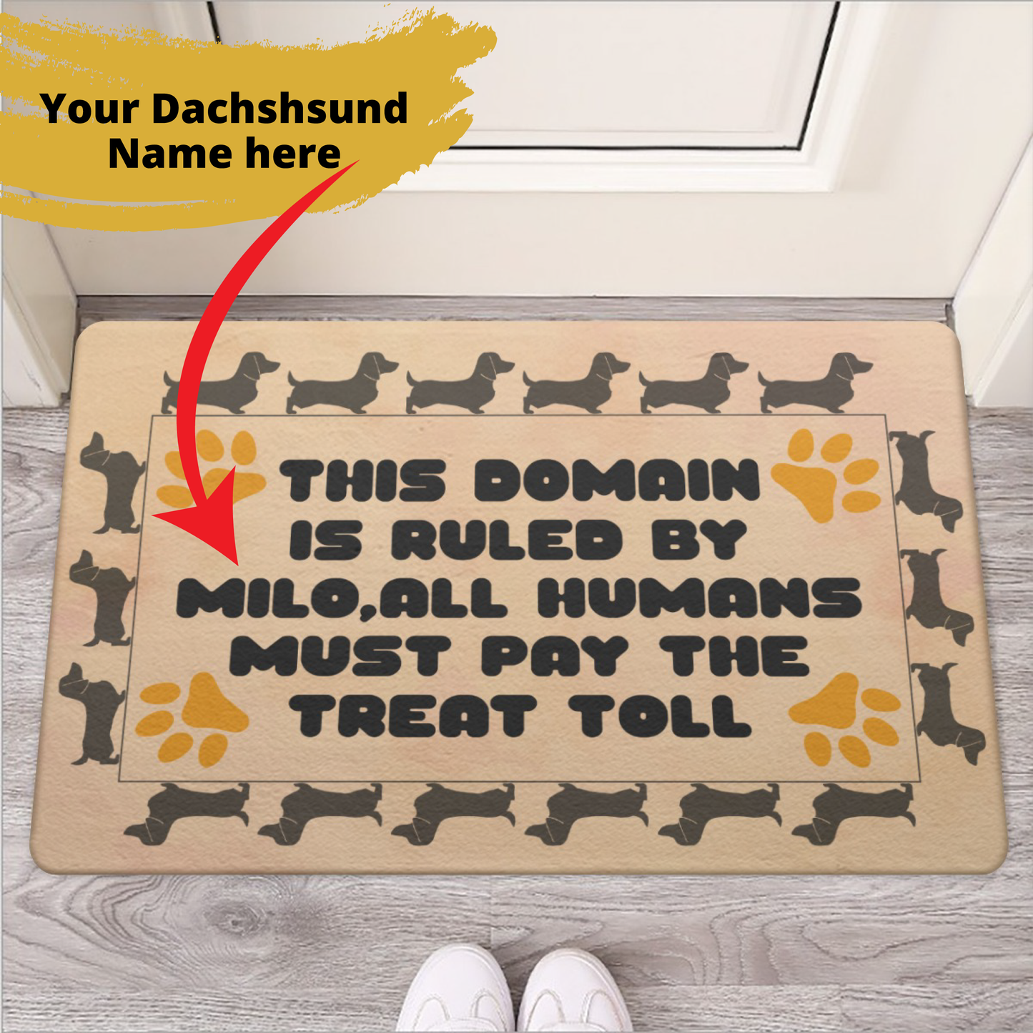 Personalized Doormat with dachshund Name - Doormat