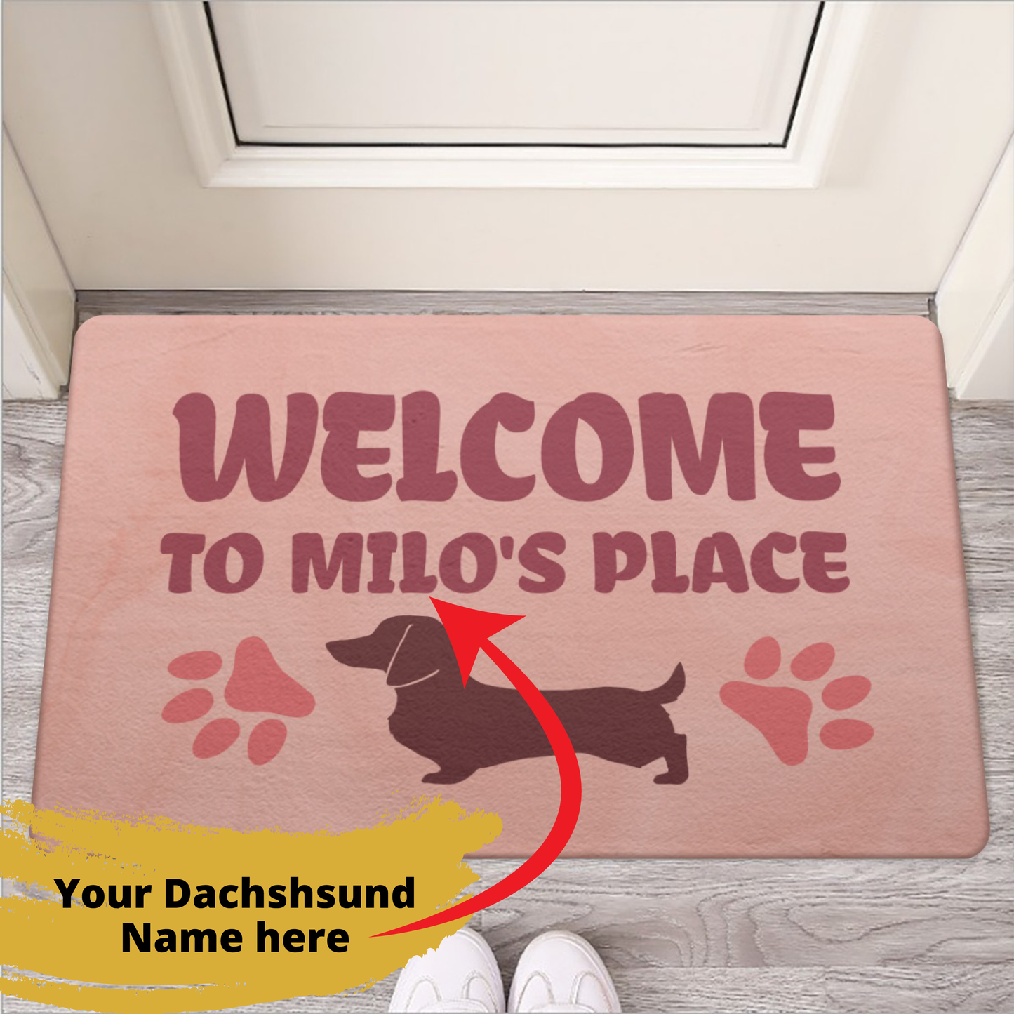 Personalized Doormat with dachshund Name - Doormat