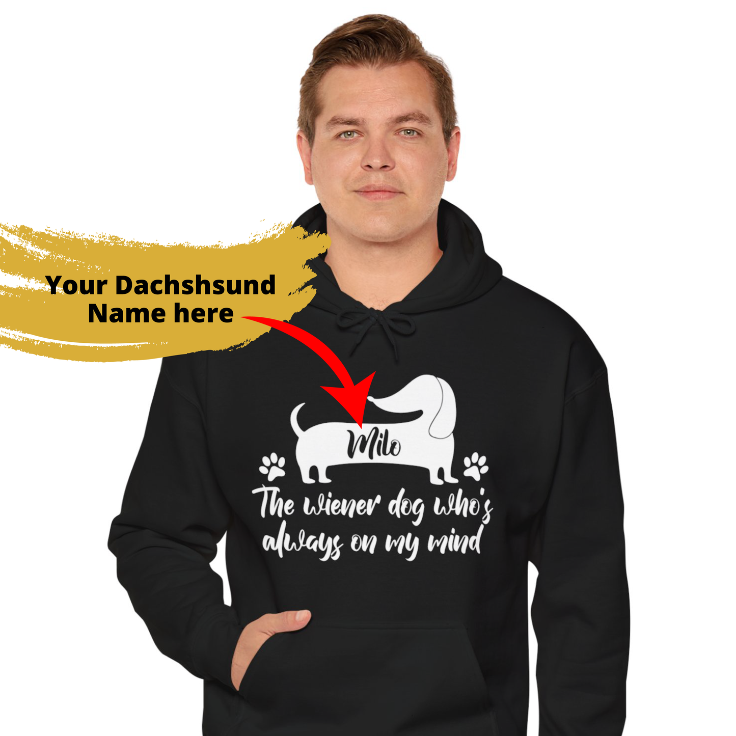 Custom Hoodie with dachshund Name  - Unisex Hoodie