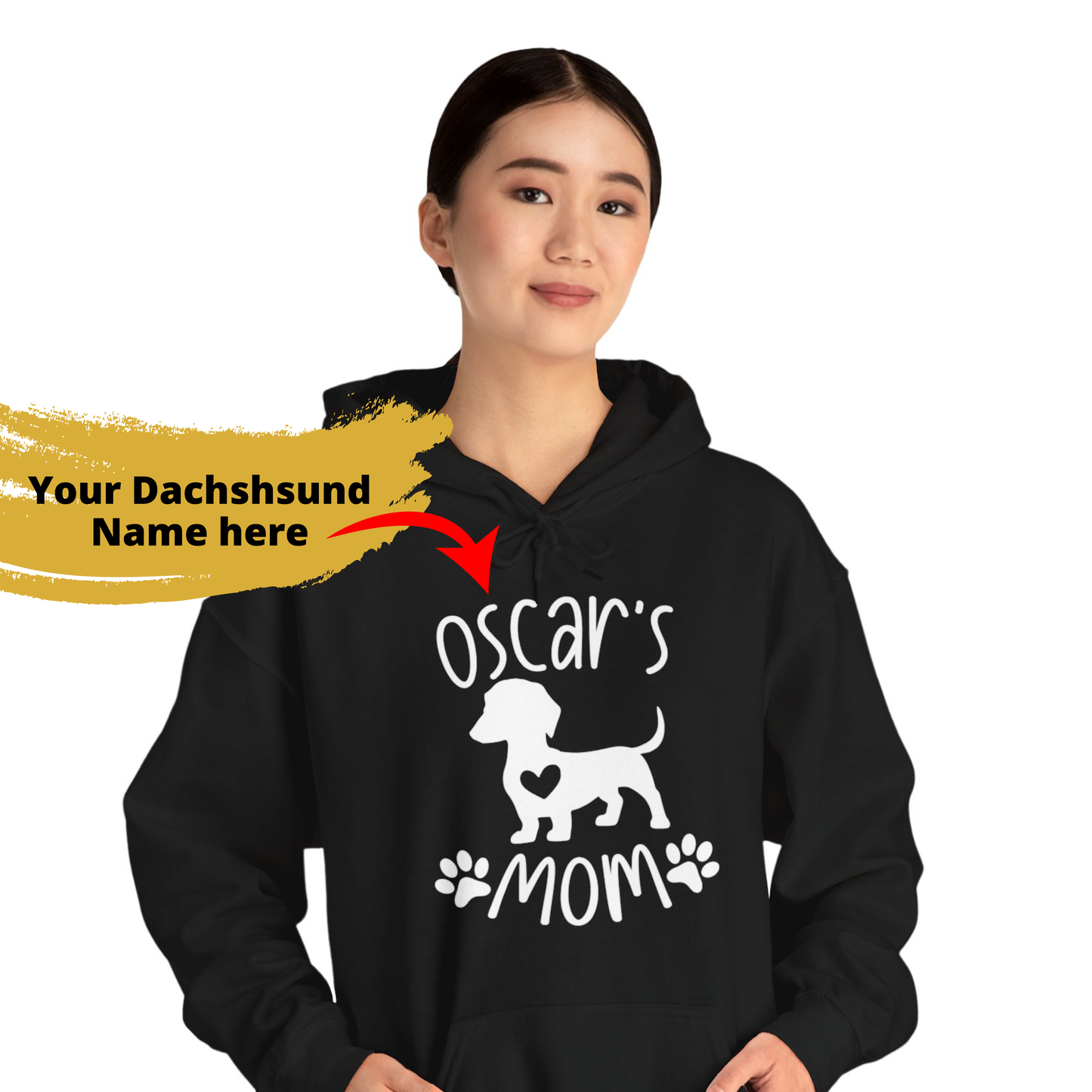 Sudadera con capucha personalizada con nombre de perro salchicha - Sudadera con capucha unisex 