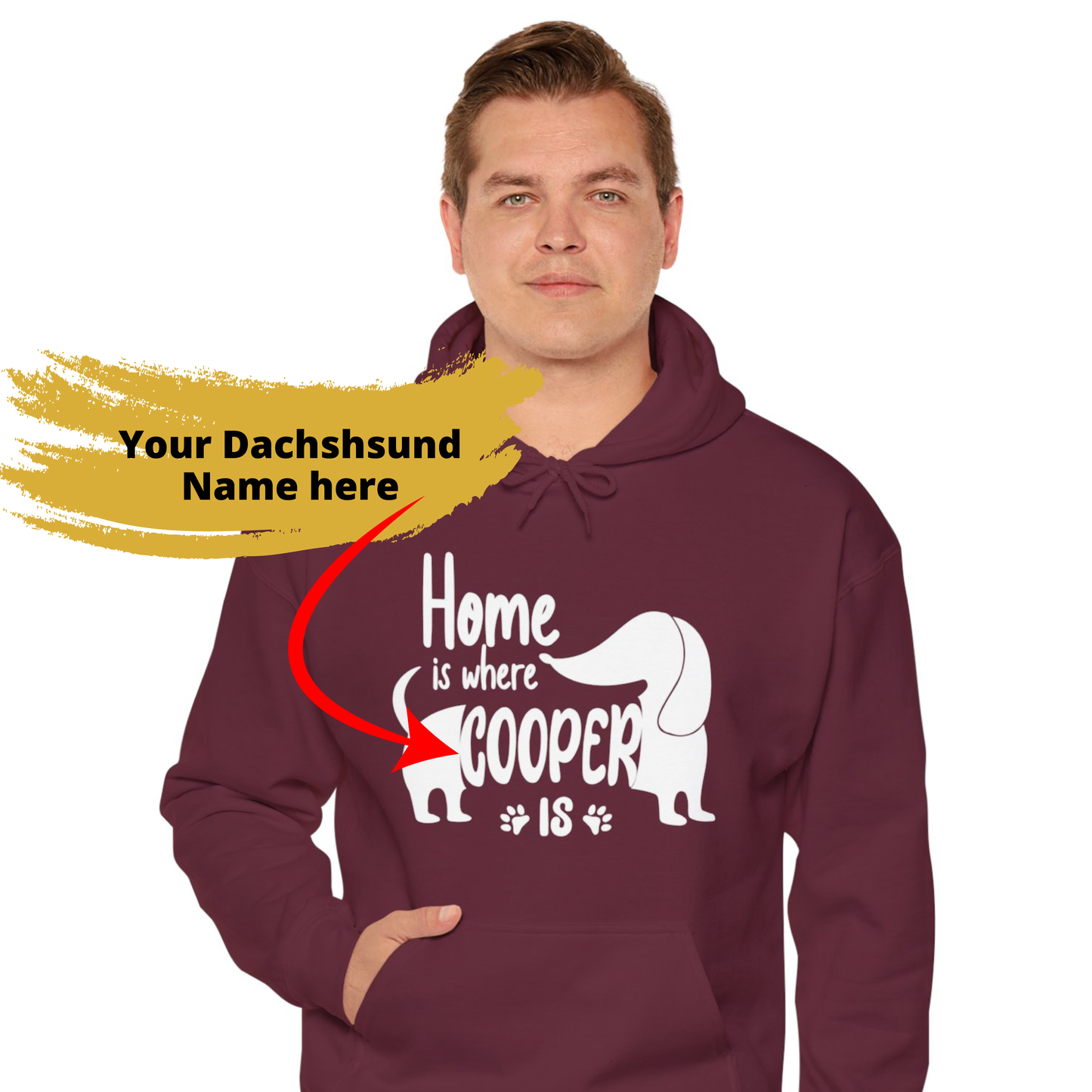 Sudadera con capucha personalizada con nombre de perro salchicha - Sudadera con capucha unisex 