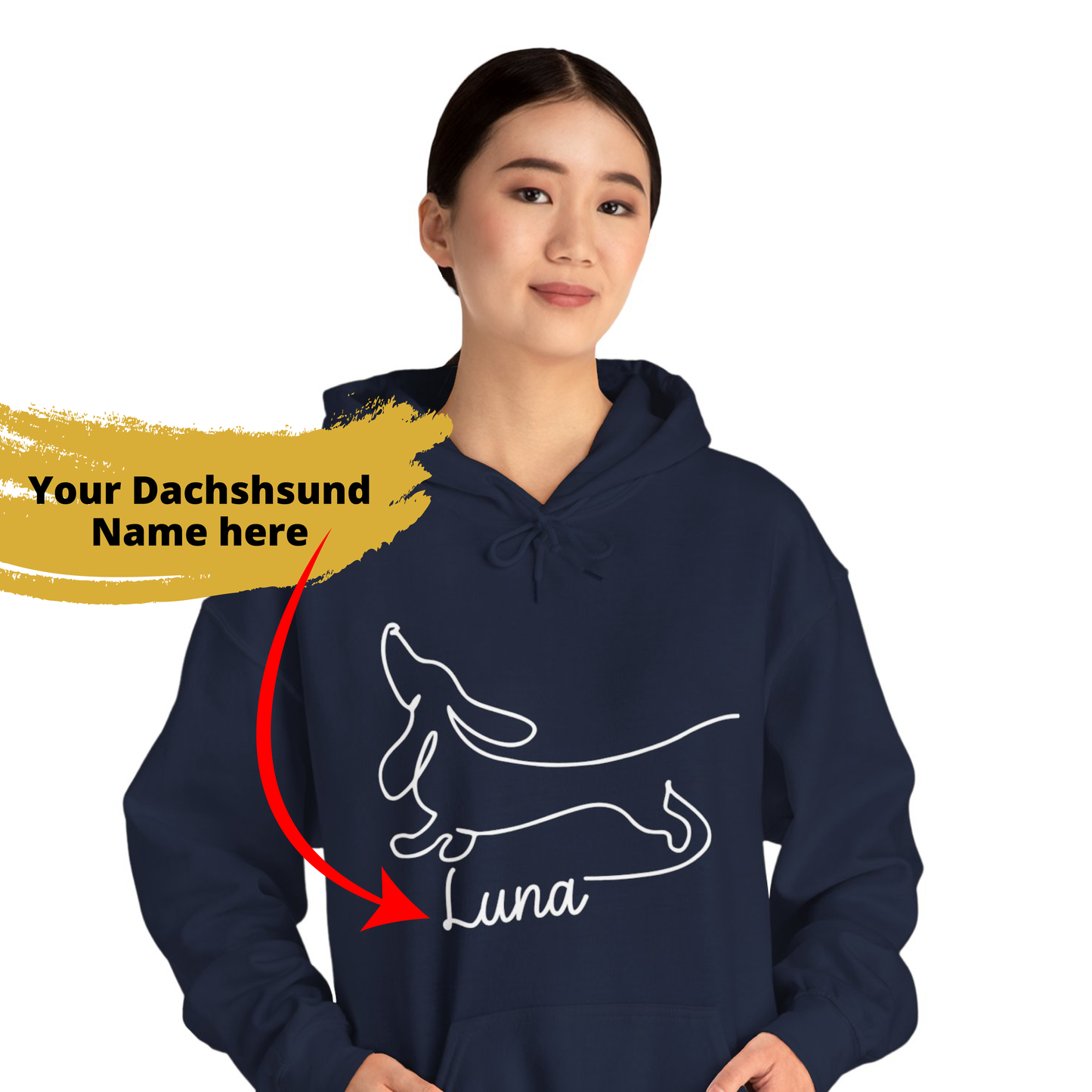 Custom Hoodie with dachshund Name  - Unisex Hoodie