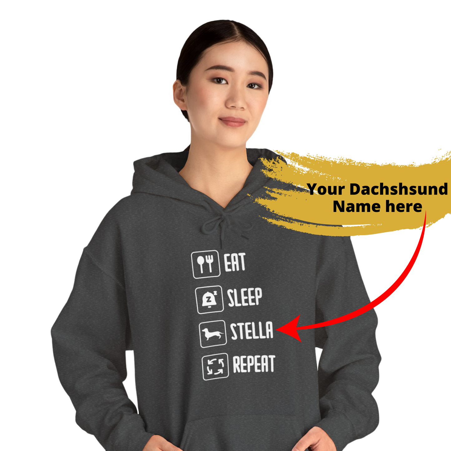 Custom Hoodie with dachshund Name  - Unisex Hoodie