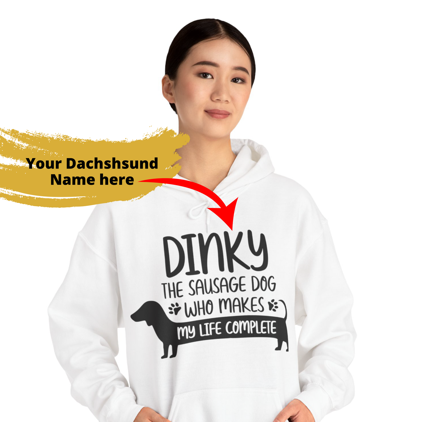 Custom Hoodie with dachshund Name  - Unisex Hoodie