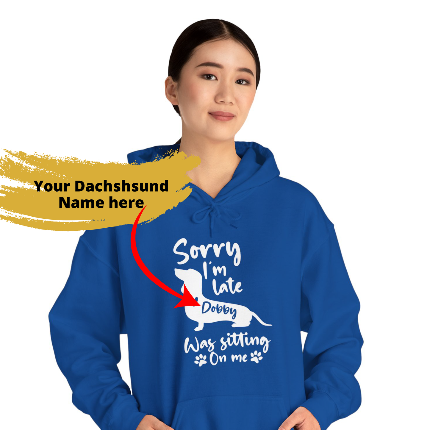 Sudadera con capucha personalizada con nombre de perro salchicha - Sudadera con capucha unisex 