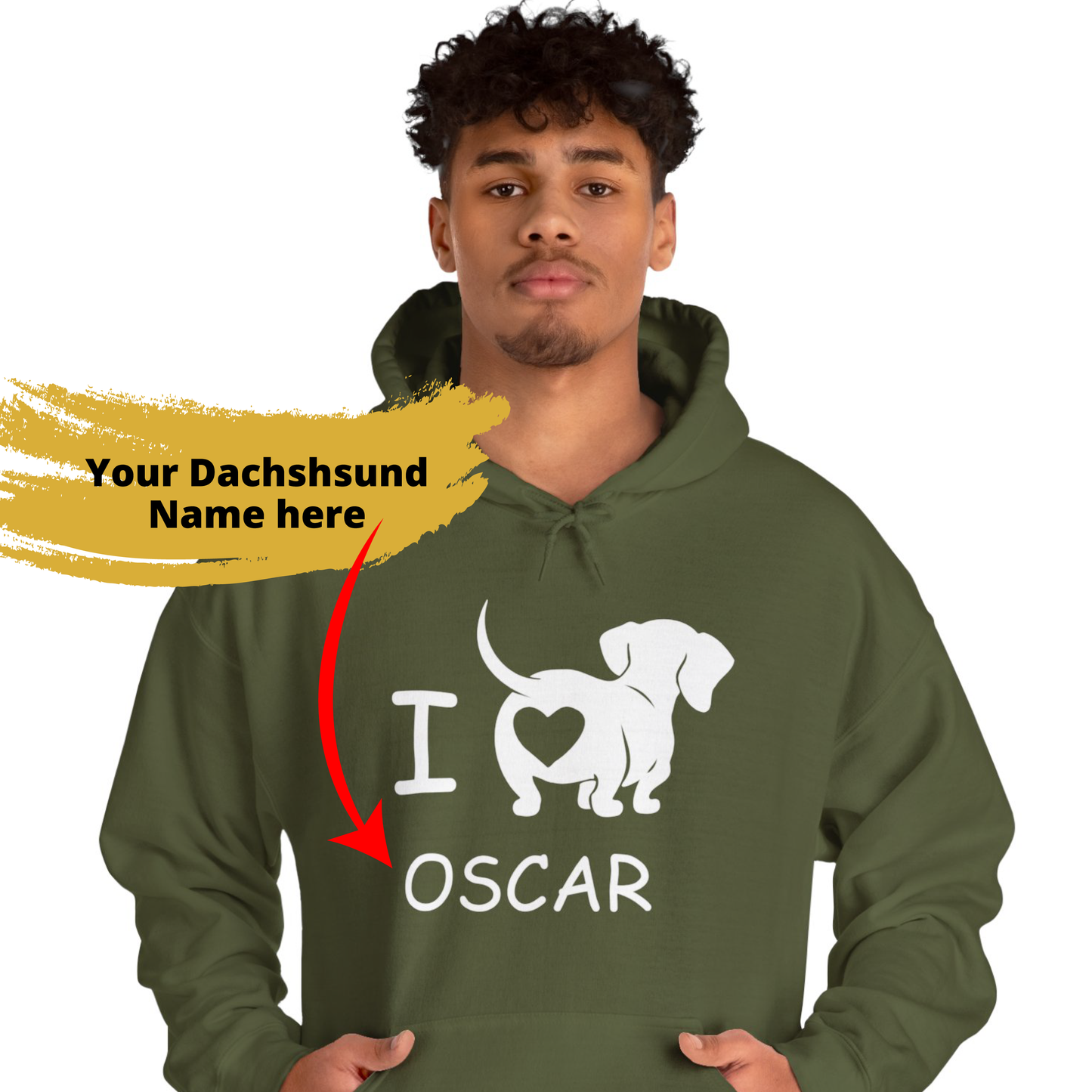 Custom Hoodie with dachshund Name  - Unisex Hoodie