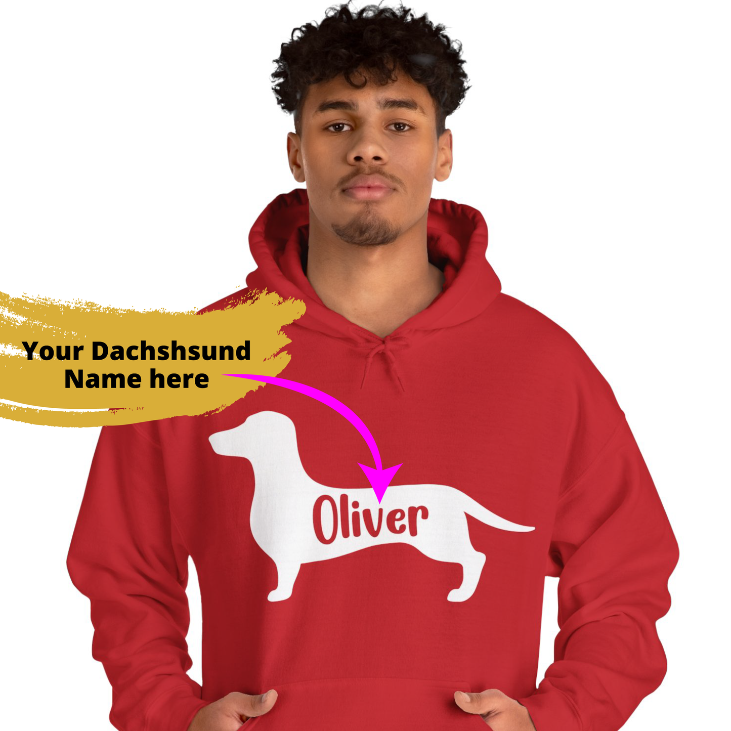 Custom Hoodie with dachshund Name  - Unisex Hoodie