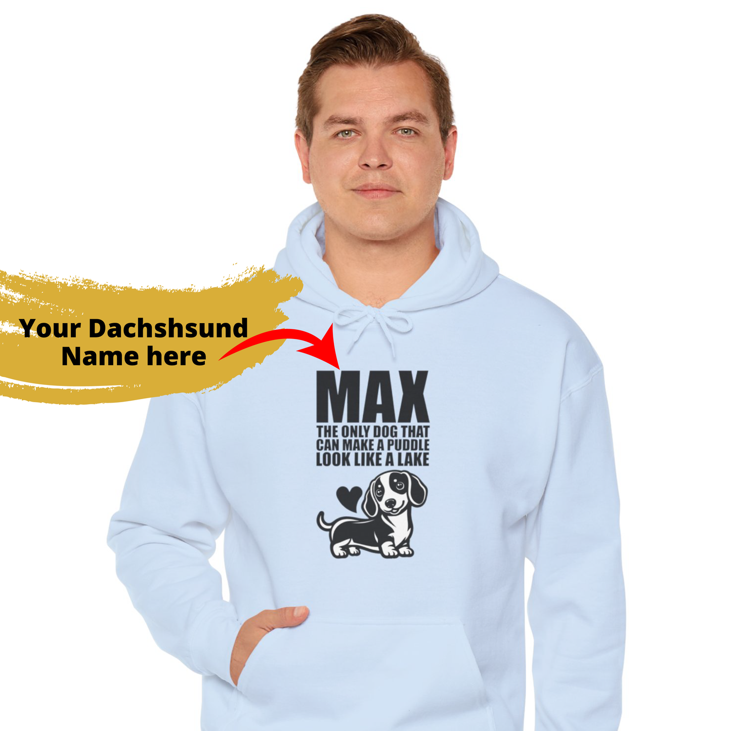 Custom Hoodie with dachshund Name  - Unisex Hoodie