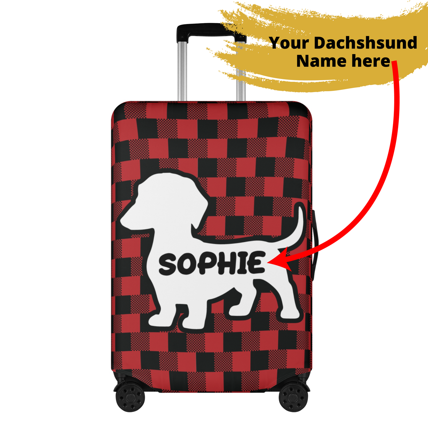 Funda de equipaje personalizada con nombre de Dachshund - Funda de equipaje