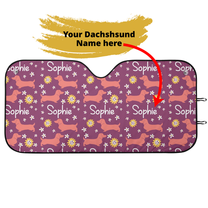 Custom Car Auto Sun Shade with dachshunds Name - Car Auto Sun Shade