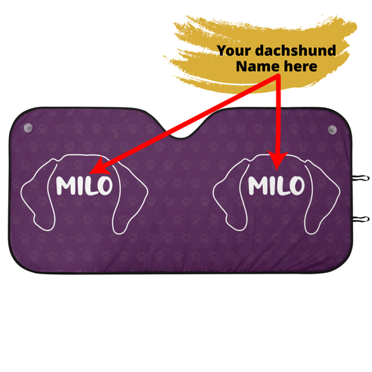 Custom Car Auto Sun Shade with dachshunds Name - Car Auto Sun Shade