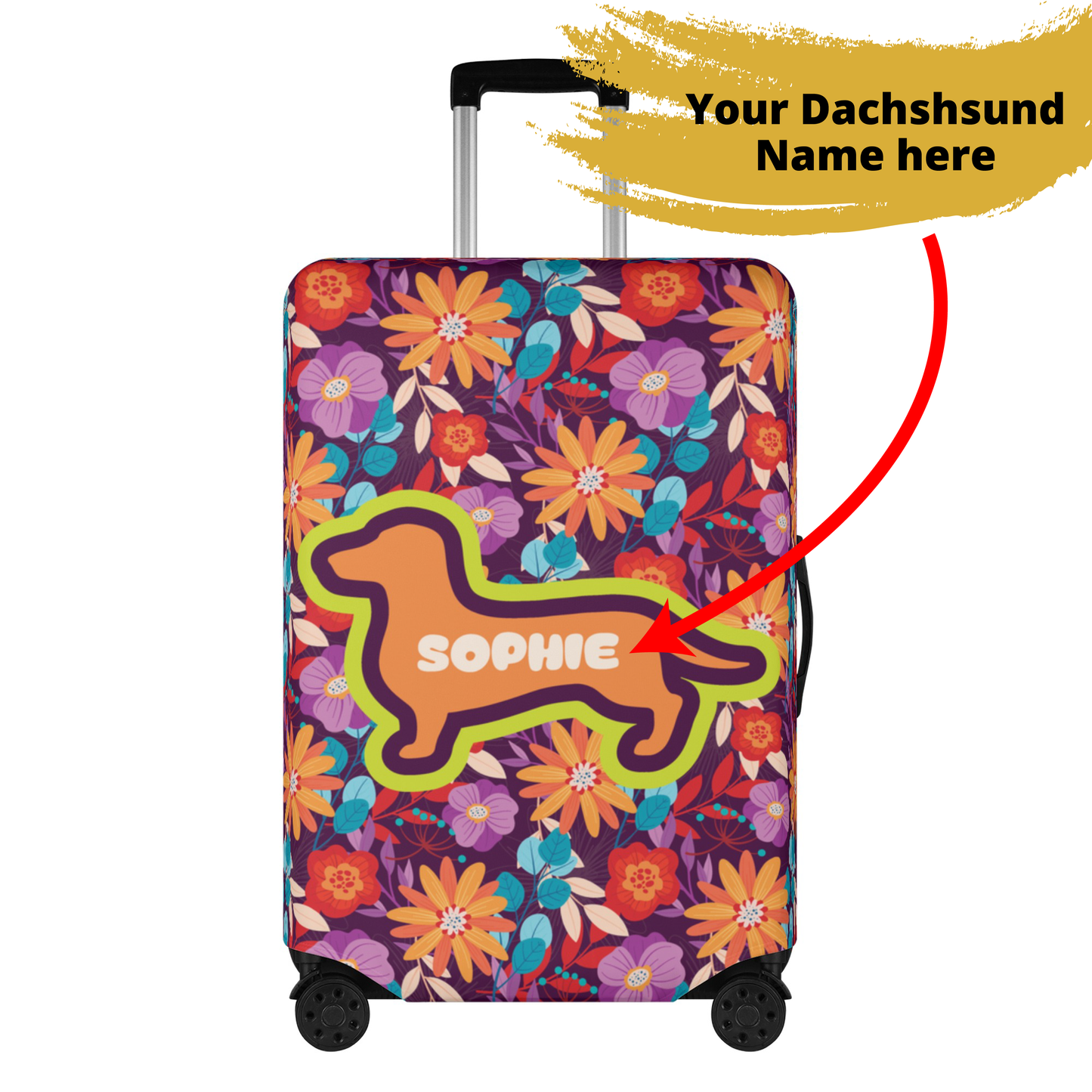 Personalized Luggage Cover with Dachshund Name - Luggage Cover