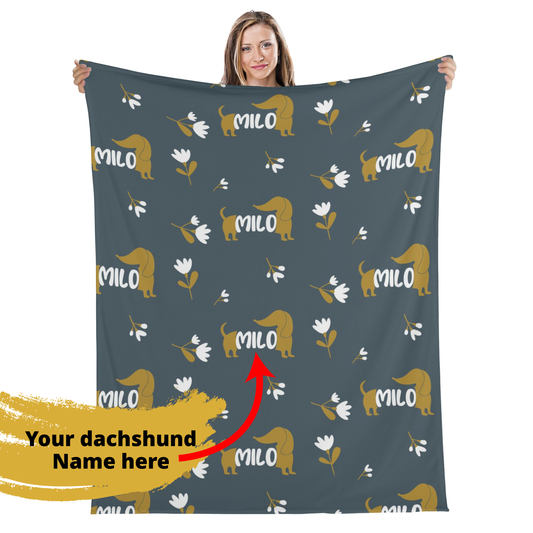 Custom blanket with dachshund name -  Blanket