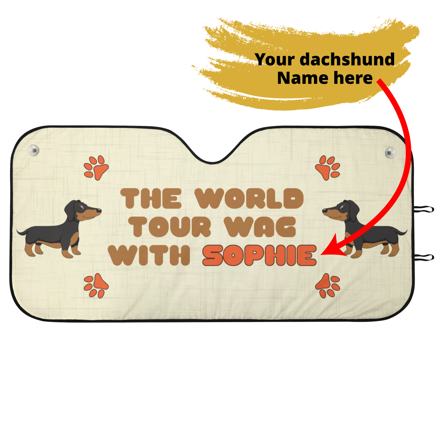 Custom Car Auto Sun Shade with dachshunds Name - Car Auto Sun Shade