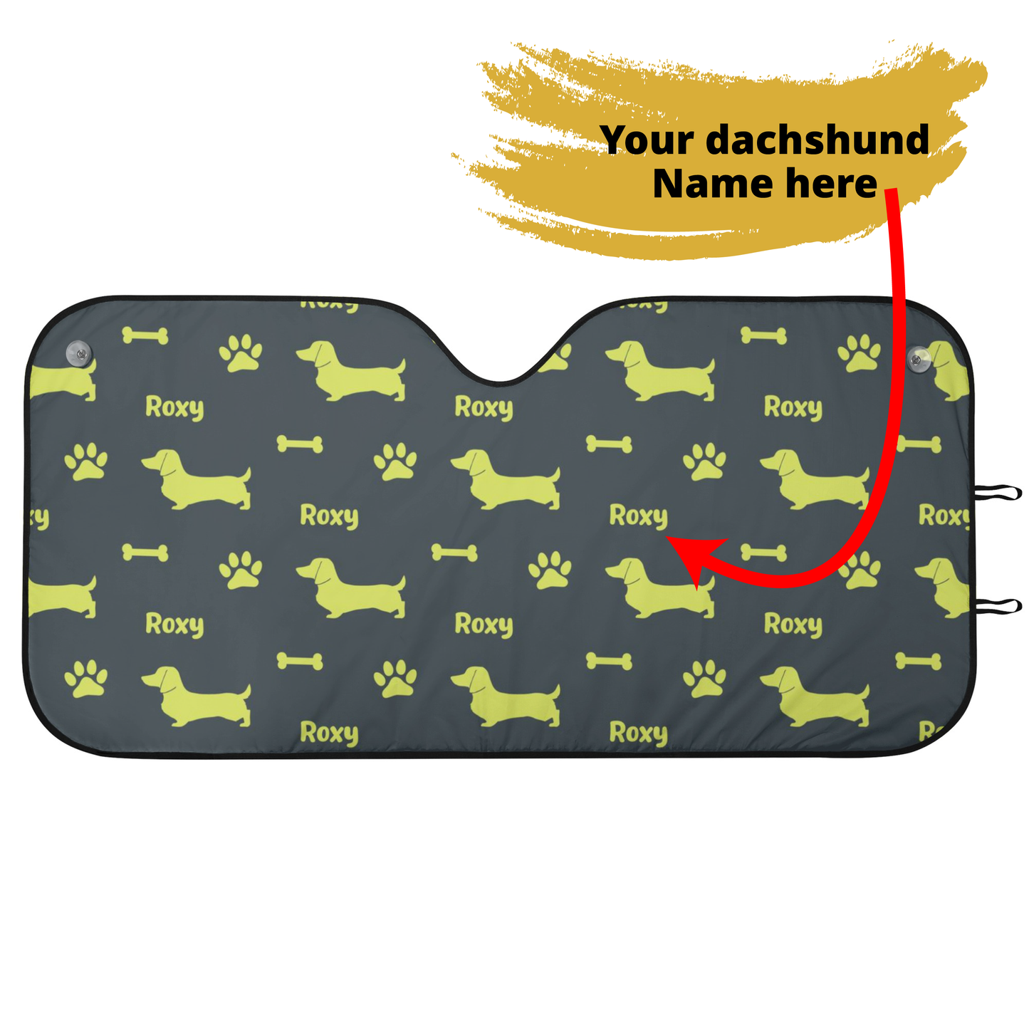 Custom Car Auto Sun Shade with dachshunds Name - Car Auto Sun Shade