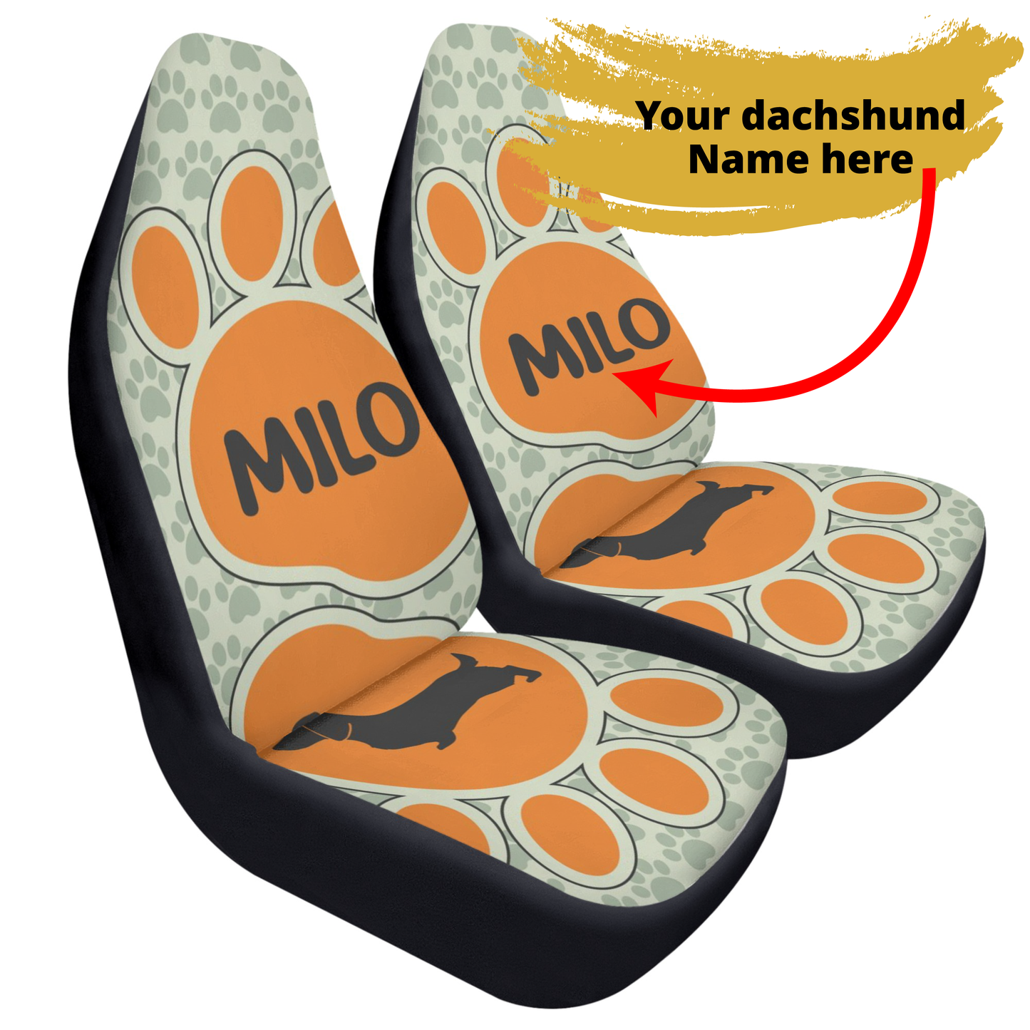 Custom Car Seat Cover with Dachshunds Name - Car Seat Cover (2 pcs)