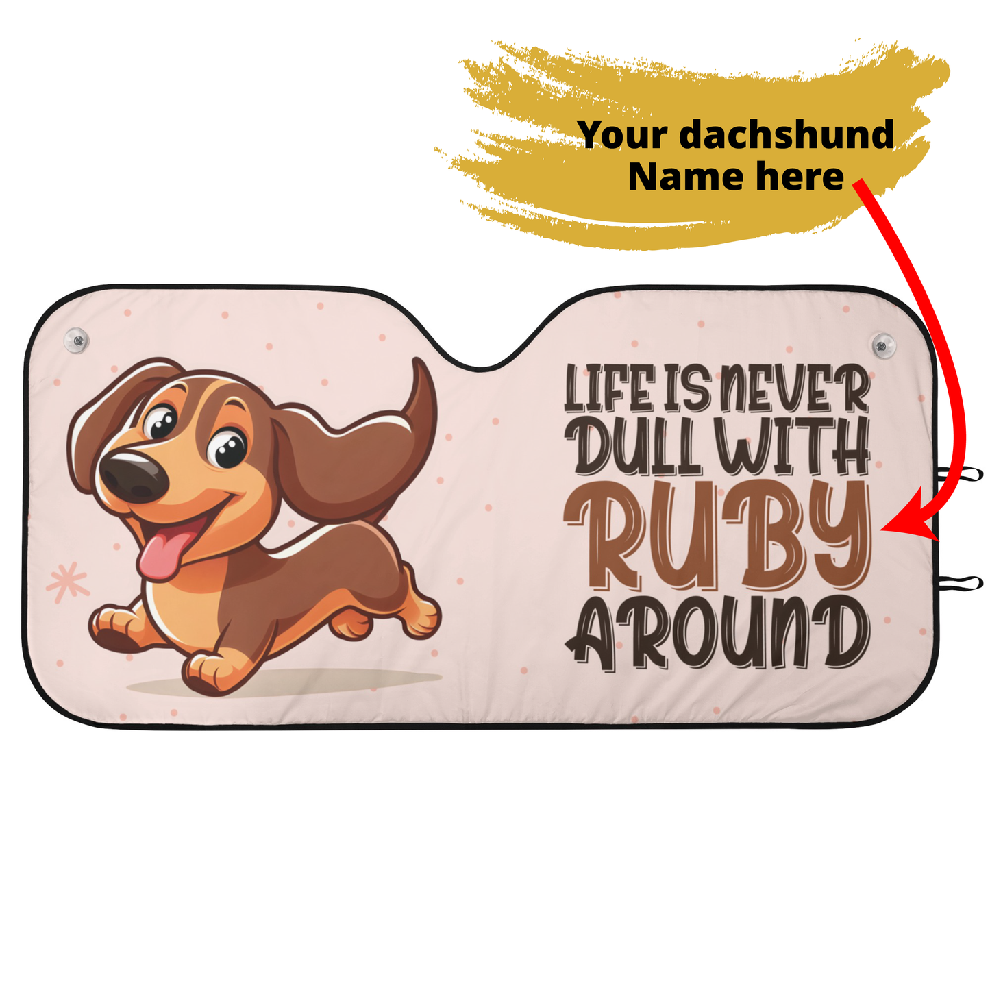 Custom Car Auto Sun Shade with dachshunds Name - Car Auto Sun Shade