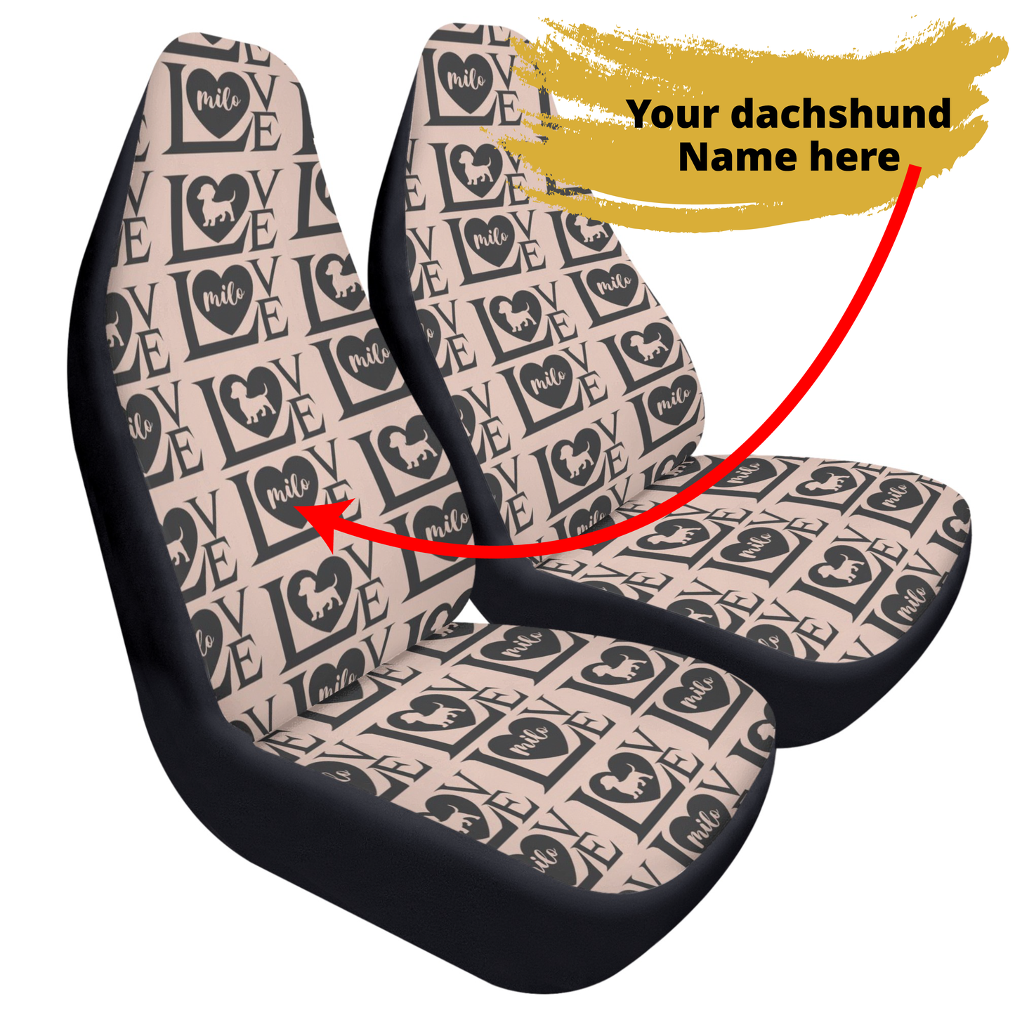 Custom Car Seat Cover with Dachshunds Name - Car Seat Cover (2 pcs)