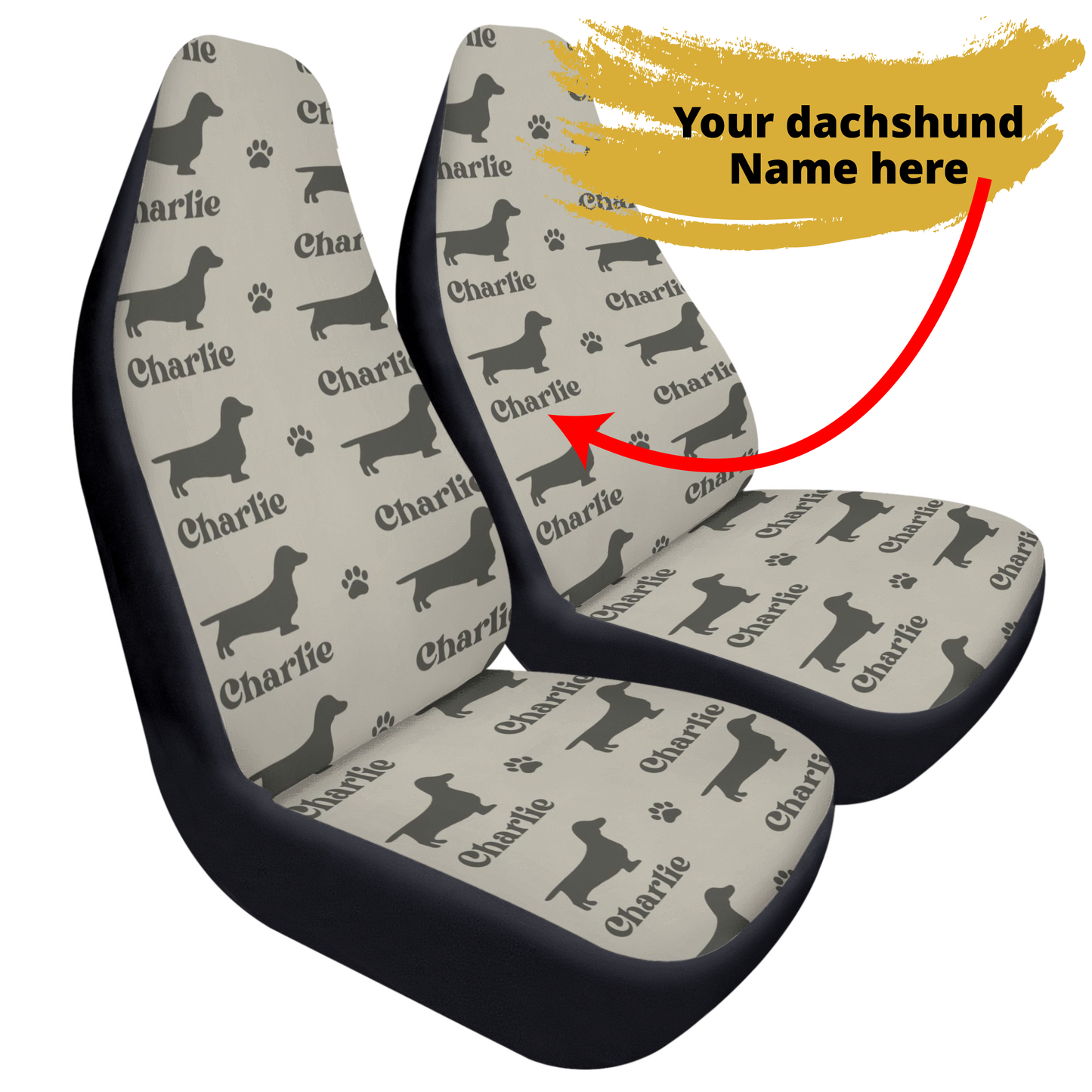 Custom Car Seat Cover with Dachshunds Name - Car Seat Cover (2 pcs)