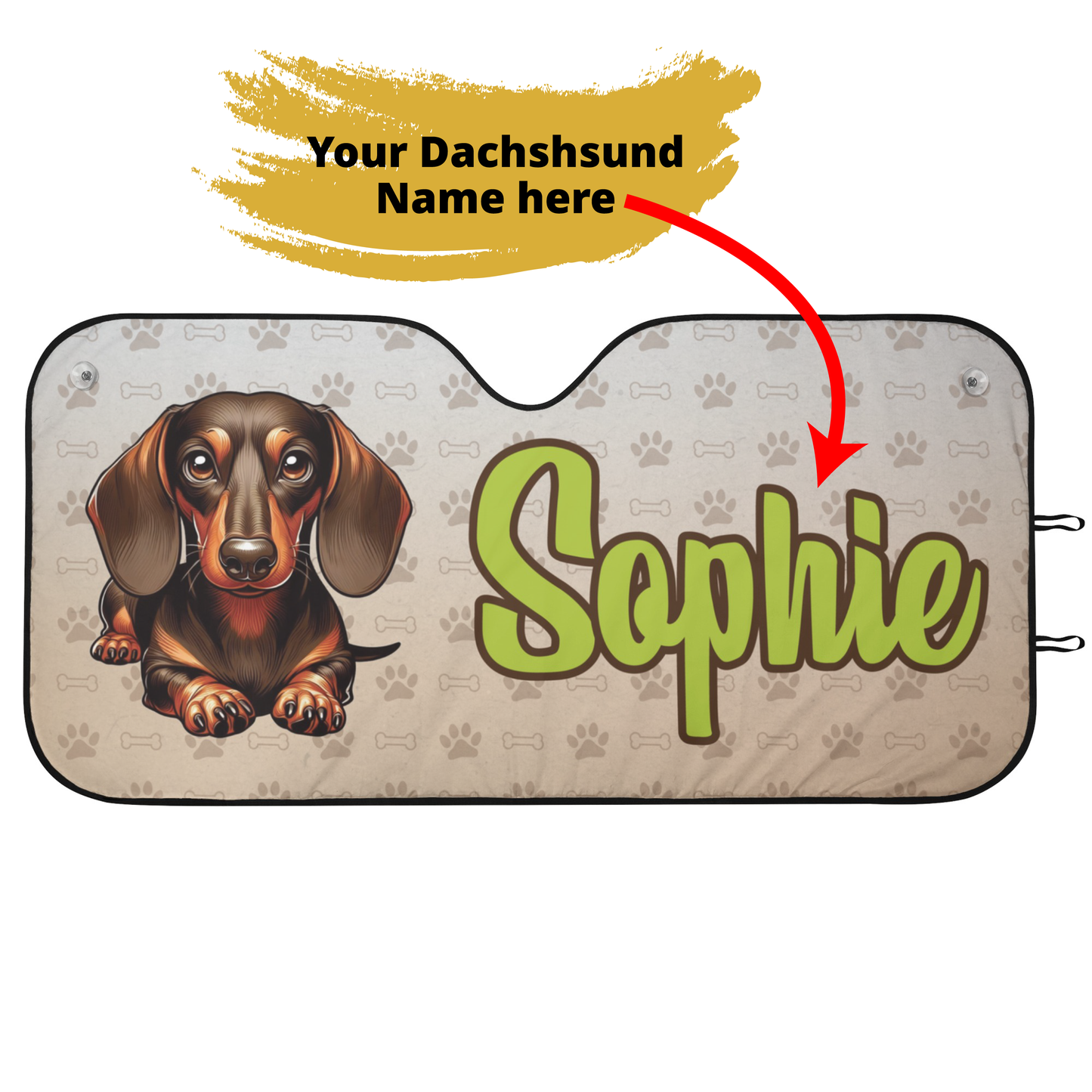 Custom Car Auto Sun Shade with dachshunds Name - Car Auto Sun Shade