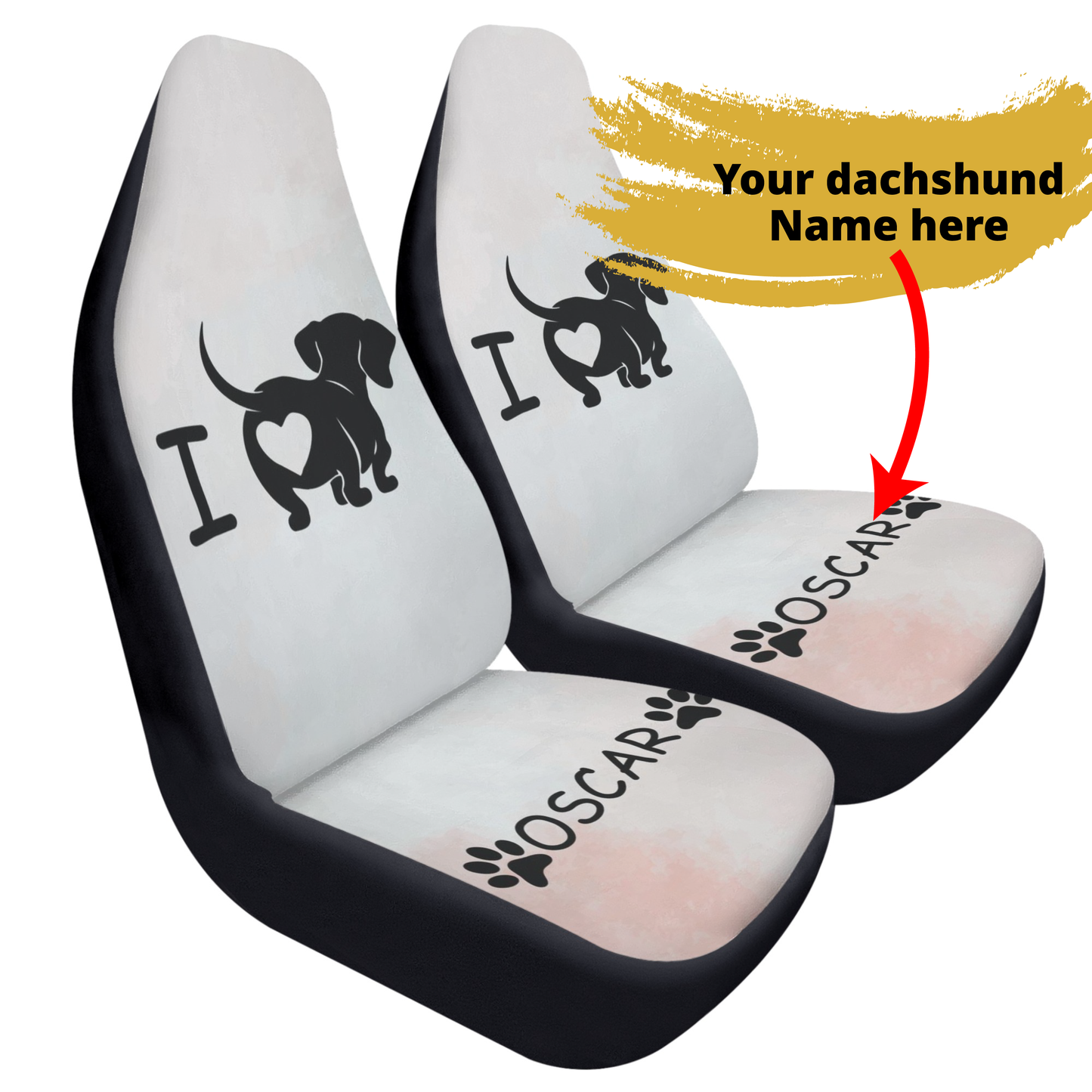 Custom Car Seat Cover with Dachshunds Name - Car Seat Cover (2 pcs)