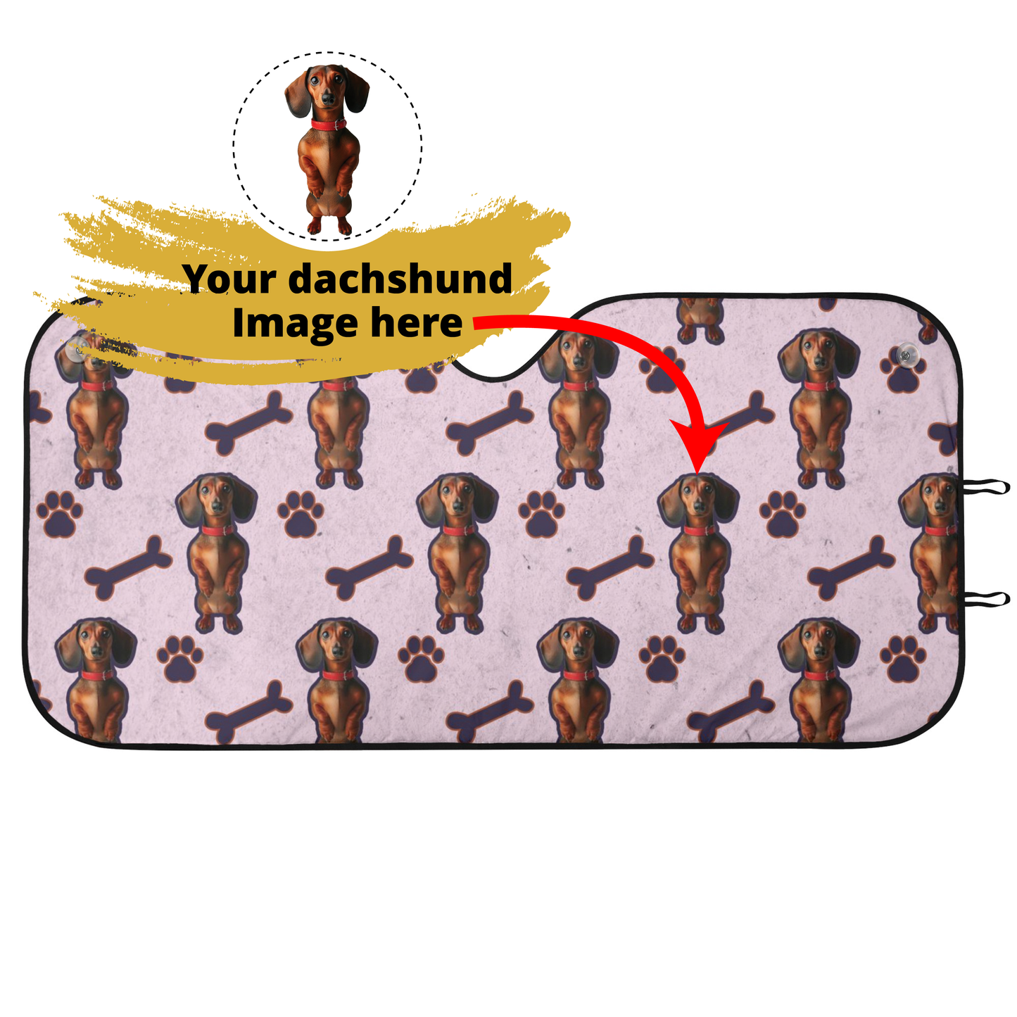 Custom car sun shade  with Dachshund  Photo