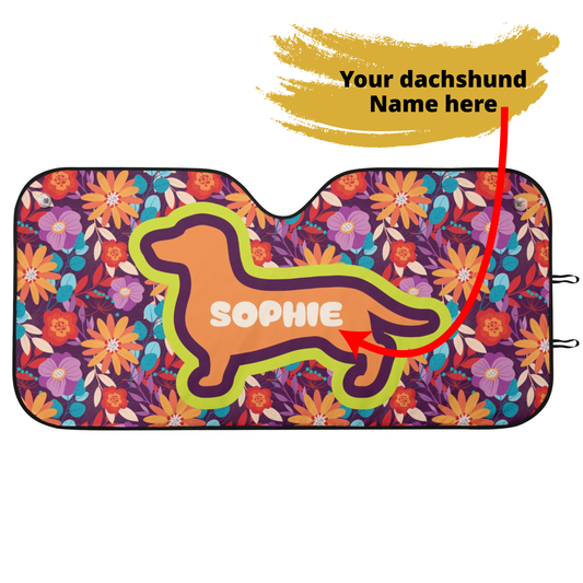 Custom Car Auto Sun Shade with dachshunds Name - Car Auto Sun Shade for Dachshund Lovers