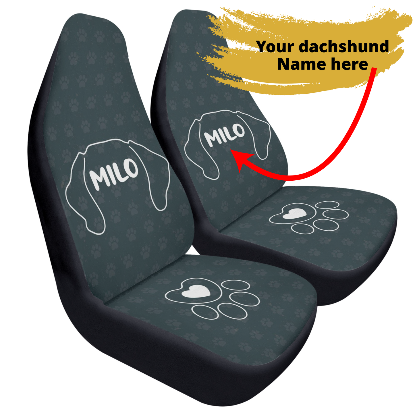 Custom Car Seat Cover with Dachshunds Name - Car Seat Cover (2 pcs)