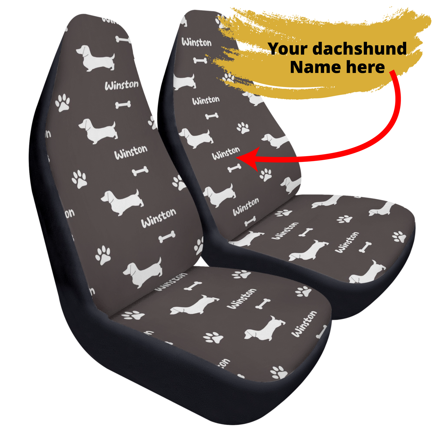 Custom Car Seat Cover with Dachshunds Name - Car Seat Cover (2 pcs)