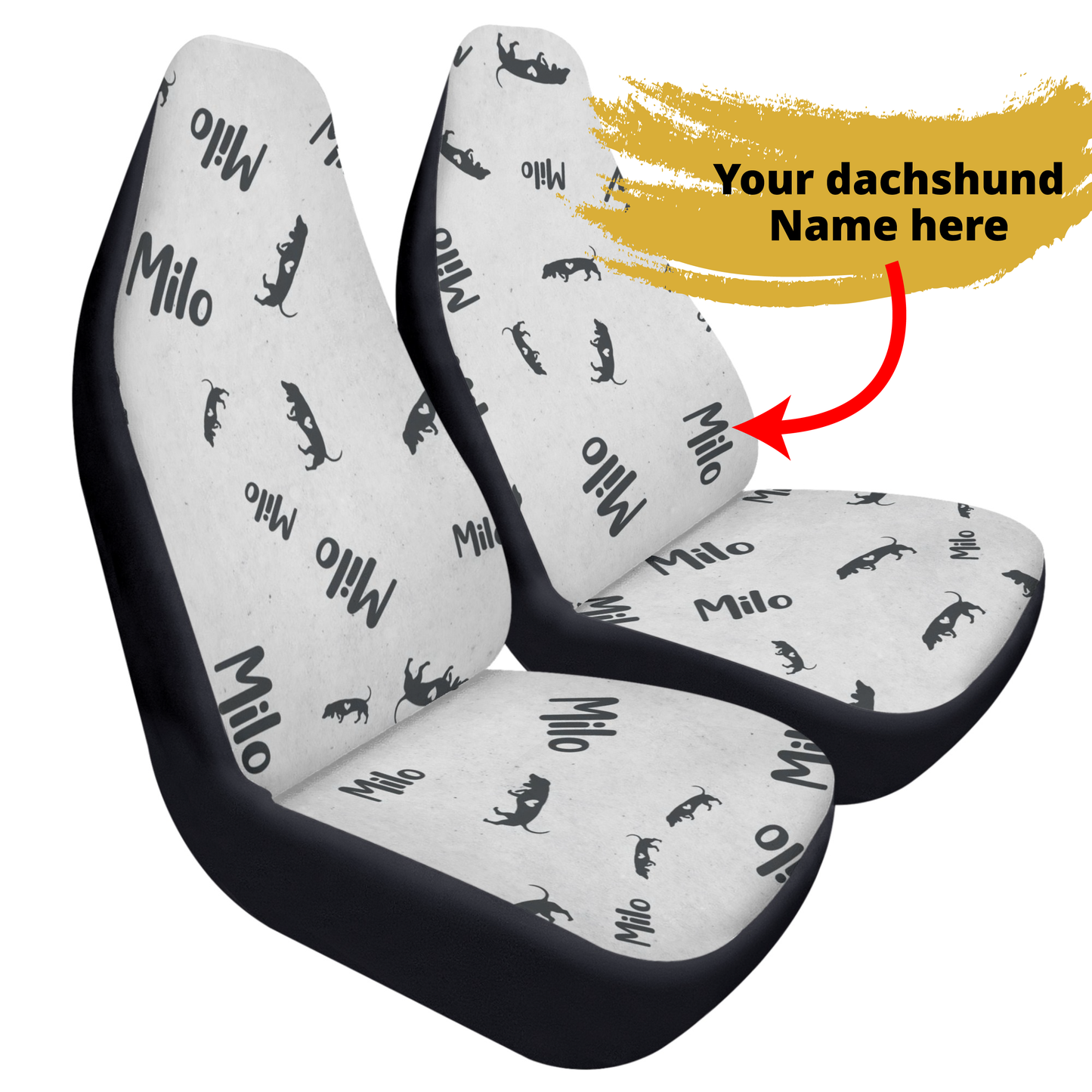 Custom Car Seat Cover with Dachshunds Name - Car Seat Cover (2 pcs)