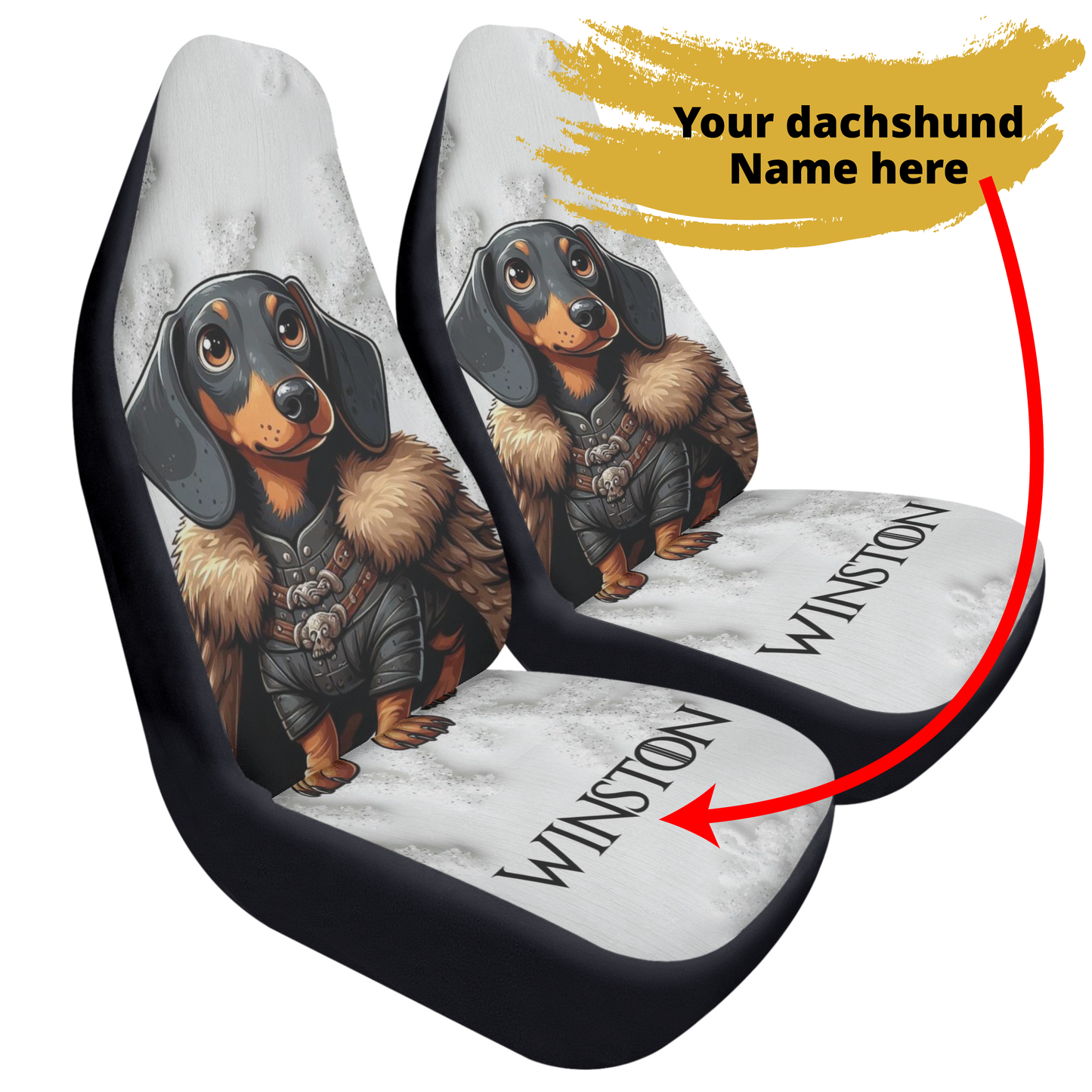 Funda de asiento de coche personalizada con nombre de Dachshunds - Funda de asiento de coche (2 piezas)