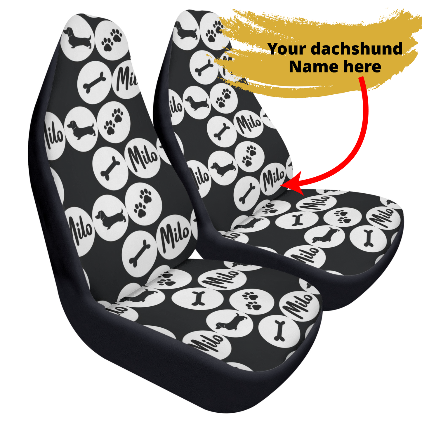 Custom Car Seat Cover with Dachshunds Name - Car Seat Cover (2 pcs)