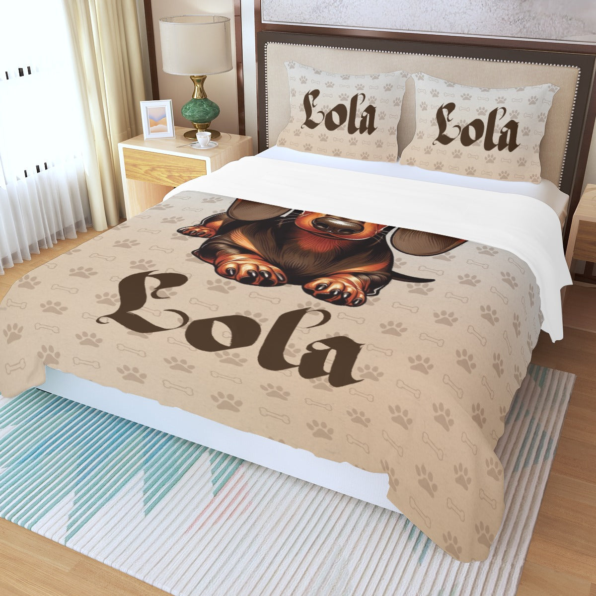 Custom Bedding Set with Dachshund's Name - Bedding Set