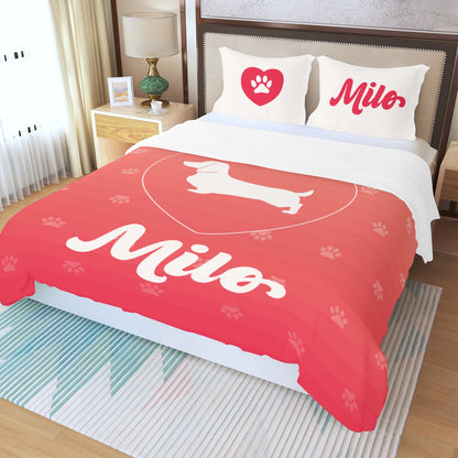 Custom Bedding Set with Dachshund's Name - Bedding Set