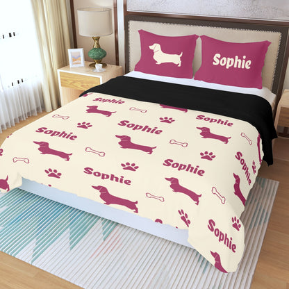 Custom Bedding Set with Dachshund's Name - Bedding Set