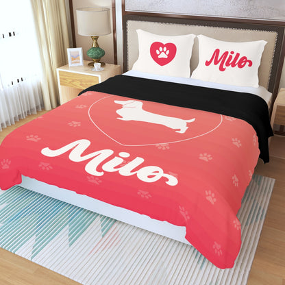 Custom Bedding Set with Dachshund's Name - Bedding Set