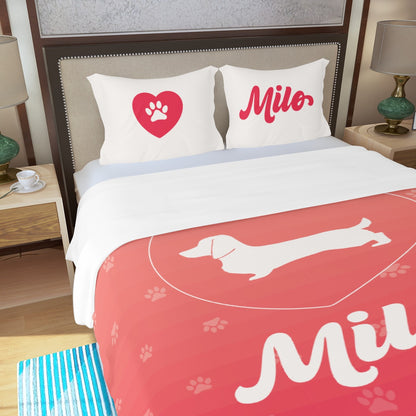 Custom Bedding Set with Dachshund's Name - Bedding Set